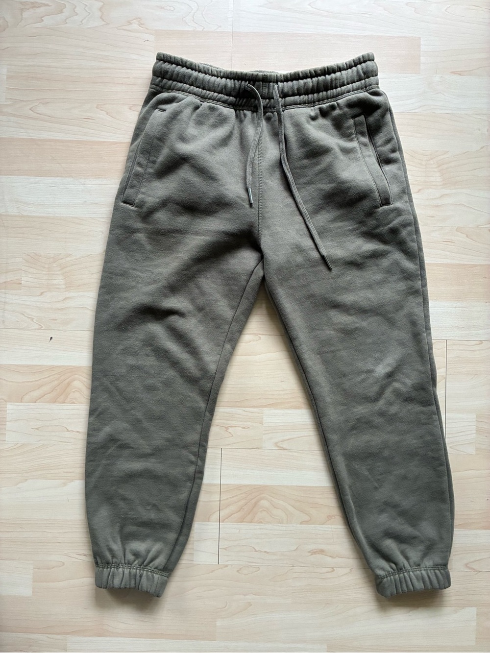 Maison Article Men's olive green heavy cotton Blend Jogger Sweatpants Elastic S